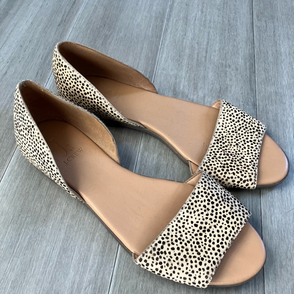 J. Crew Morgan Peep-toe Calf Hair Flats